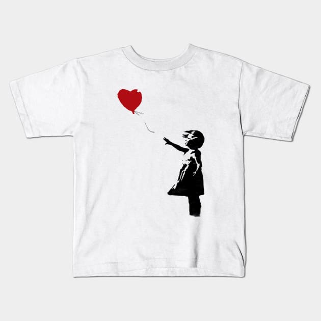 BANKSY Red Heart Balloon Girl Kids T-Shirt by inkstyl